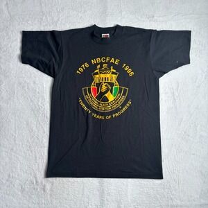 VTG National Black Coalition Federal Aviation Black SS Shirt Mens Medium‎